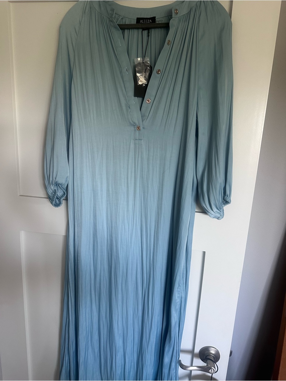 Aleeza Paris  Soft Sky Blue Maxi Dress with Button Placket